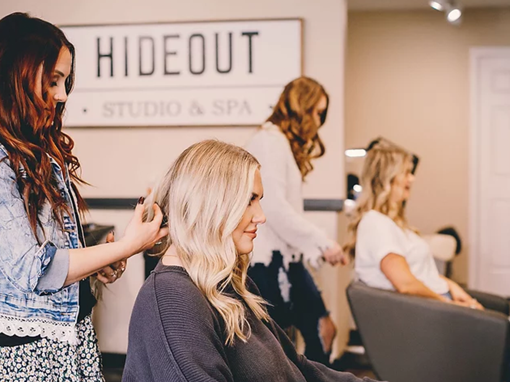 Women getting her hair done